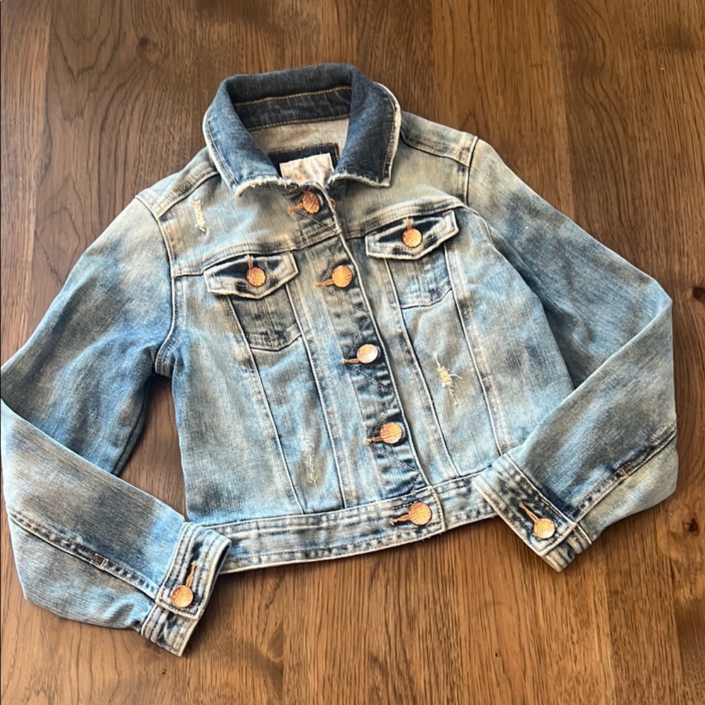 Justice Girls Distressed Jean Jacket Size 8